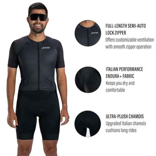 Zoot Men¡¯s Core Tri Aero FZ Racesuit, Short Sleeve Moisture-Wicking Triathlon Suit, Plush Chamois & Storage for Race Day