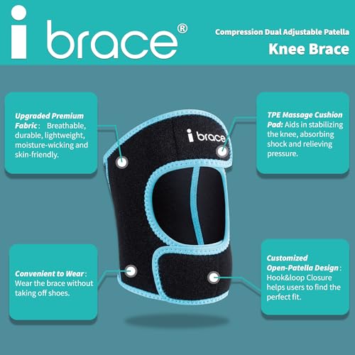 Compression Adjustable Knee Brace, Dual Patella Tendon Support Strap for Pain Relief, Arthritis, Tendonitis, ACL, Non-Slip Knee Suppport for Running, Cycling, Hiking, Soccer, Basketball,