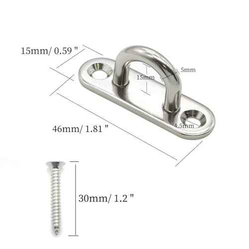 24 PCS 1.8 Inch Pad Eye, Stainless Steel Ceiling Hook Pad Eye Plate, Marine Hardware Staple Hook Loop with Screws