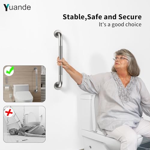 4 Pack 20 Inch Shower Grab Bar, YuanDe Brushed Nickel Bathroom Grab Bar Handle w/Anti-Slip Knurled Grip, Stainless Steel Bath Balance Bar, 1.25" Diameter Safety Hand Rail Support,Handicap Elderly
