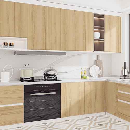Light Brown Wood Grain Contact Paper Removable Light Wood Contact Paper for Countertops Cabinets Waterproof Kitchen Countertop Peel and Stick Wooden Wallpaper Faux Oak Vinyl Wrap 15.8" x 80"