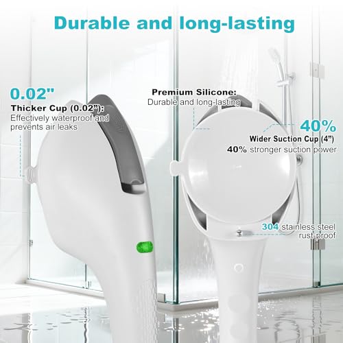 Indicator Grab Bars for Bathtubs and Showers, No-Tool Installation Removable Suction Cup Handrails ? Ideal Bathroom Safety for Seniors, Pregnant Women, and Disabled, White and Gray (2-Pack)