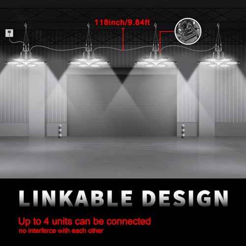 Plug in Garage Light with Motion Sensor - Ultra Bright 200W 20000LM Motion Activated Shop Light with 3 Mode, 6 Deformable LED Panel, Indoor Motion Light Bulb for Garage, Workshop (2 Pack)