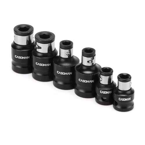 CASOMAN Bit Socket Adapter Set -1/4" *3/8" Dr. 1/4"*1/2" Dr., 5/16" *1/2" Dr.,1/4-Inch Dr. Hex Power Bit Holder & 5/16" 1/4-Inch Dr.Hex Power Bit Holder Set 6 Piece Impact Coupler Set
