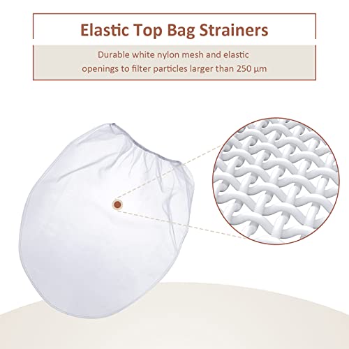 Patelai 10 Pcs 5 Gallon Paint Strainer Bags Regular Fine Mesh/Elastic Top Bag Strainers for Use with Paint Sprayers (White)