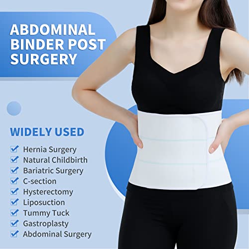 Abdominal Binder Post Surgery Tummy Tuck Belt For Women & Men, Postpartum Belly Band Compression Stomach Wrap, Skin Friendly, Breathable - (30" - 45") 3 Panel - 9"