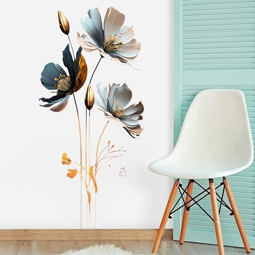 New Chinese Style Relief Lotus Wall Decal 3D Floral Wall Sticker DIY Removable Peel and Stick Wall Art Mural for Living Room Bedroom Porch Sofa Background Board Furniture Decoration