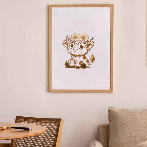 Keluna Highland Cow Stencils for Painting - 15 Pcs Animal Wood Burning Stencils, Farmhouse Cow Print Stencils for Crafts Reusable, Template for Painting on Canvas Wall Furniture Craft