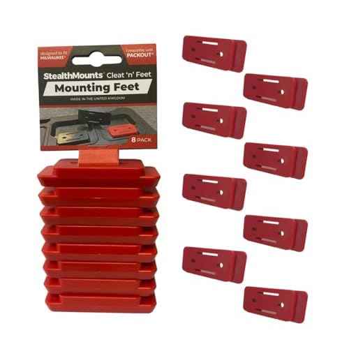 StealthMounts Mounting Feet for Milwaukee Packout (8 Pack) - Red | Adapter for Packout System | Mounting Feet for Packout | Made in UK
