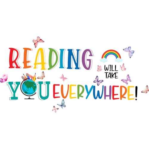 Reading Will Take You Everywhere Inspirational Quote Wall Sticker for Classroom Library Positive Saying Decor