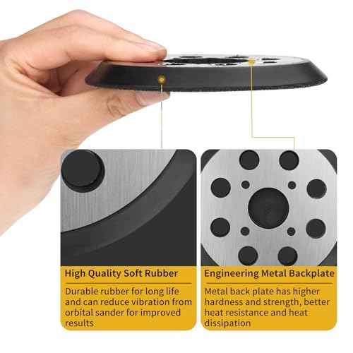 5" 8 Hole Hook & Loop Orbital Sander Metal Pad Compatible with Ryobi PCL406 RS240 RS280 RS280VS RS281VS RS290 P410 P411 Random Orbital Sander Replacement Part for Ryobi # 030157001018
