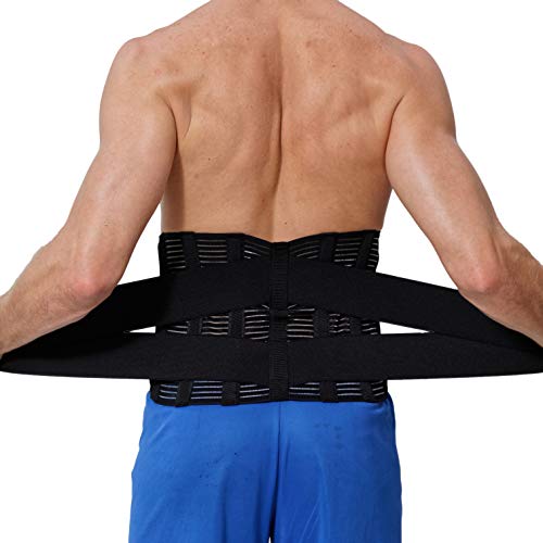 NeoTech Care Adjustable Compression Back Brace Lumbar Support Belt, Black, Size XXXL