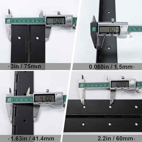 2 Pcs Heavy Duty Piano Hinge 36 Inch x 3 Inch Width, True 0.060'' Thick Stainless Steel Black Piano Hinge for Heavy Duty Cabinet, Door, Toolbox, Wooden Box, Metal Plate, Furniture, Industrial Project