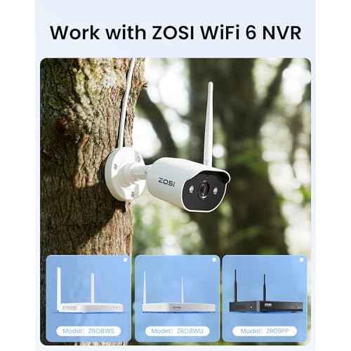 ZOSI WiFi 6 2K Add-on Camera,3MP Plug-in Security Camera with Power Supply,Night Vision,2 Way Audio,Only Compatible with Same Brand Wi-Fi 6 NVR Recorder System Model:ZR08WU,ZR08WS,ZR08PP