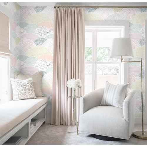 Peel and Stick Wallpaper Dot/Line Contact Paper Boho Wall Paper Pink Wallpaper 15.5''x78.7'' Removable Self-Adhesive Room Decor Wall Covering Vinyl Rolls