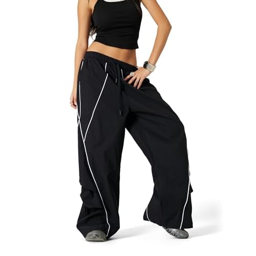 Aelfric Eden Mens Parachute Pants Cool Lines Wide Leg Baggy Y2K Unisex Jogger Casual Sweatpants Track Cargo Pants Streetwear