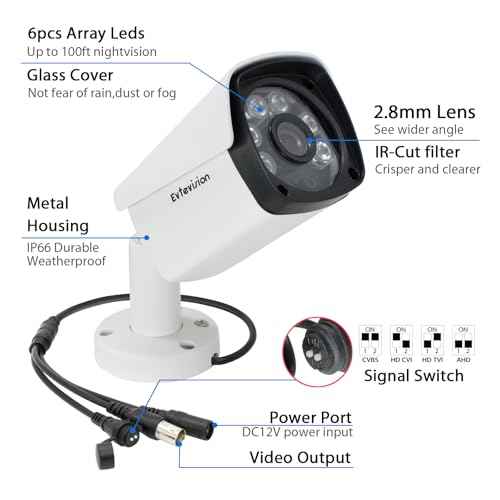 5MP Bullet Security Camera 1920p 4 in 1 Hybrid AHD/TVI/CVI/CVBS Analog Wired Outdoor Cameras 2.8mm Lens IP67 Waterproof 100ft IR Night Vision Surveillance CCTV Camera for DVR System