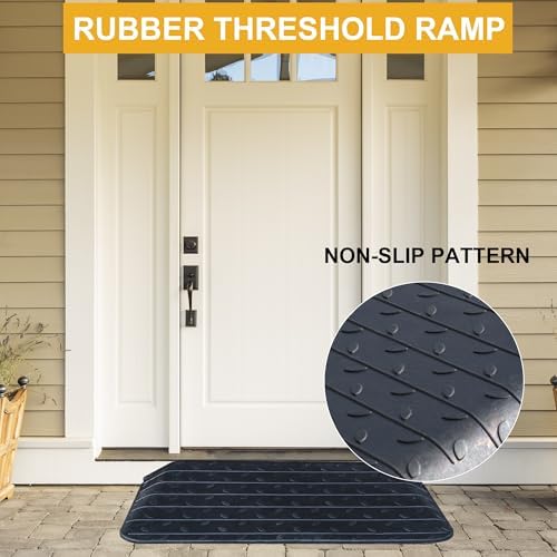 OrangeStar Rubber Threshold Ramp for Doorways, 3" Rise Non-Slip Wheelchair Ramp, 33000lbs Load Capacity, Rubber Curb Ramp for Wheelchair, Scooter