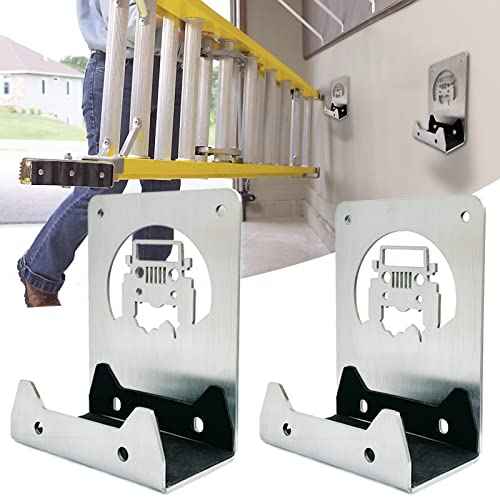 Heavy Duty Door Hanger Bracket for Garage Wall - Heavy Duty Utility Hook for Wall Mount Ladder Storage.Fit for Jeep Wrangler Door Hanger Bracket(Bright Silver£¨Pack of 2£©)