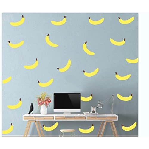 64pcs Yellow Bananas Wall Decals for Kids Room Removable Vinyl Wall Art Baby Room Decor Murals RS375 (Yellow)