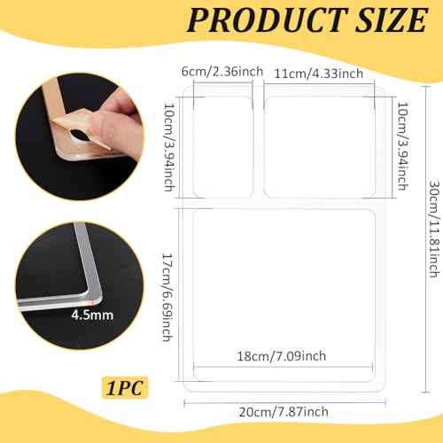 BENECREAT 3 Pocket Valet Tray Router Templates, Rectangle Clear Acrylic Template, Woodworking Router Template, Transparent Router Inlay Template for Student Painting Supplies and Craft Projects