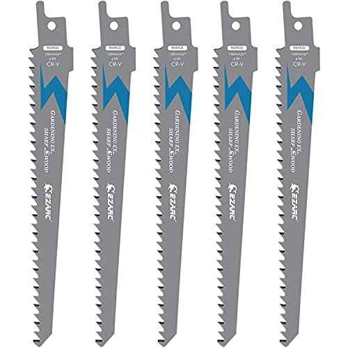 EZARC Wood Pruning Reciprocating Saw Blade, 6-Inch Recip Saw Blades R644GS 6TPI (5-Pack)