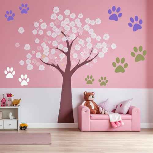 Paw Stencil, 8Pcs Large Dog Paw Stencil for Painting,Cute Bear Cat-Paw Print Stencils Template Reusable Plastic Animal-Paw Paint Stencils for Crafts Art Painting on Wood Paper Flag Wall Home Decor