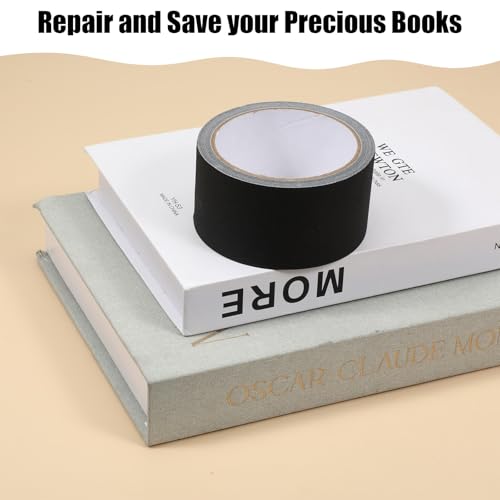 Book Repair Tape 2 Inch ¡¿ 33 Feet Book Binding Tape Cloth Bookbinding Repair Tapes Matte Self Adhesive Non Reflective Cloth Books Tapes for Repairing Old & Antique Books (Black)