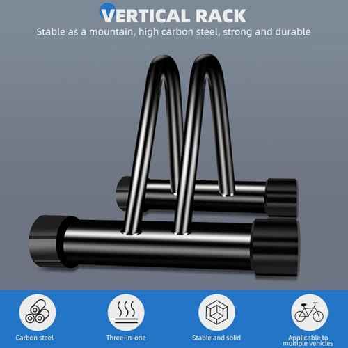 Metal Bike Storage Rack, Floor Stand for 3 Bicycles, Outdoor Loop Parking Holder for Garage, Shed (1 paragraph)
