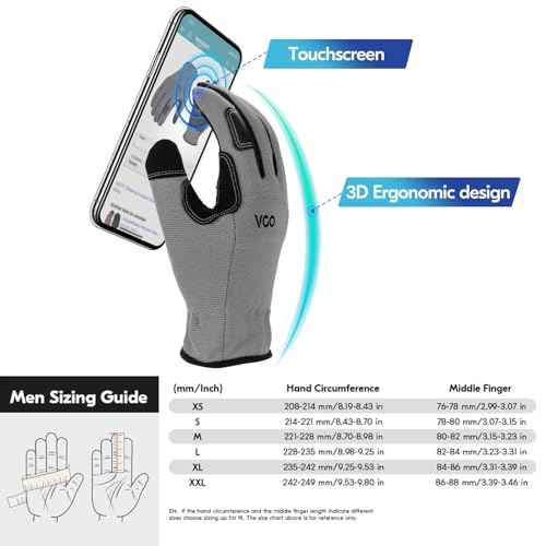 Vgo... 3-Pairs Synthetic Leather Work Gloves, Multi-Purpose Light Duty Work Gloves, Breathable & High Dexterity, Touchscreen