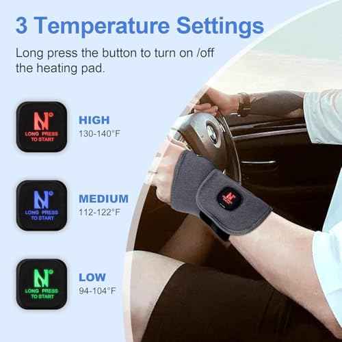 Aroma Season Heated Wrist Wrap, Carpal Tunnel Relief Heating Pad Cordless, Heating Wrist Hand Wrap Brace, De Quervain¡®s Tenosynovitis Brace 3000 mAh Rechargeable Battery (Gray)