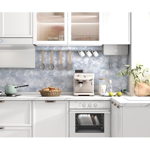 tiltil Peel and Stick Wallpaper Flower Blue and White Contact Paper Boho 17.7"x78.8" Self Adhesive Wallpaper Removable Modern Decorative Wall Paper for Bedroom Countertops Cabinet Decor Vinyl Roll