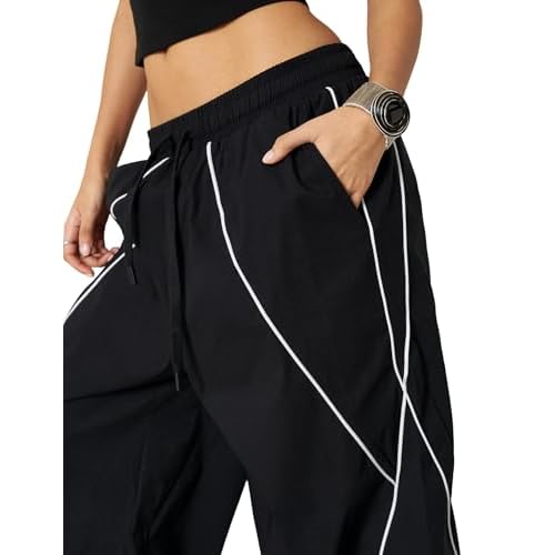 Aelfric Eden Mens Parachute Pants Cool Lines Wide Leg Baggy Y2K Unisex Jogger Casual Sweatpants Track Cargo Pants Streetwear