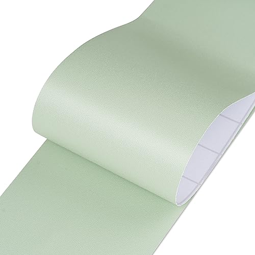 LACHEERY Light Green Wallpaper Border Peel and Stick Wall Border Trim for Walls Kid Girls Bedroom Pastel Green Bulletin Board Borders Trim for Classroom Borders Bathroom Mirror Frame Roll 3"x197"