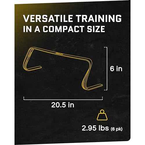 SKLZ 6X Ultra Durable Agility Hurdles - for Athletes of All Skill Levels,6pk of 6-in Tall Hurdles,Bright Yellow Color,Made of Durable, Composite Materials,Easy to Set up & Transport,Comes w/Carry Bag