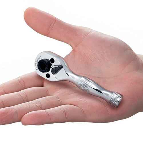 1/4-Inch Stubby Ratchet Wrench, Socket&Bit Driver, 72-Tooth, Chrome Alloy Made, Chrome Plated Finish