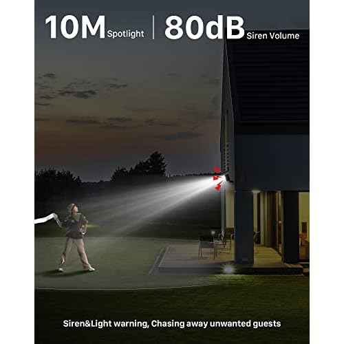 Security Cameras Wireless Outdoor: Cameras for Home Security WiFi Camera with Solar Panel Battery Powered Surveillance System Kit Motion Sensor Alarm Floodlight Night Vision IP66 Waterproof