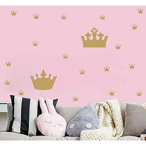 Crown Wall Decals for Girls Bedroom Kids Room Decals Nursery Wall Decal, Princess Crowns Wall Stickers, Crown in The Walls Removable Peel and Stick Metallic Vinyl Sticker