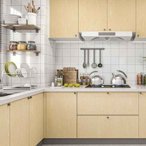 Wood Grain Contact Paper Light Wood Wallpaper Peel and Stick Contact Paper for Cabinet and Drawer Faux Natural Oak Bamboo Self Adhesive Waterproof Wooden Wallpaper Shelf Desk 17.3inW 118inL
