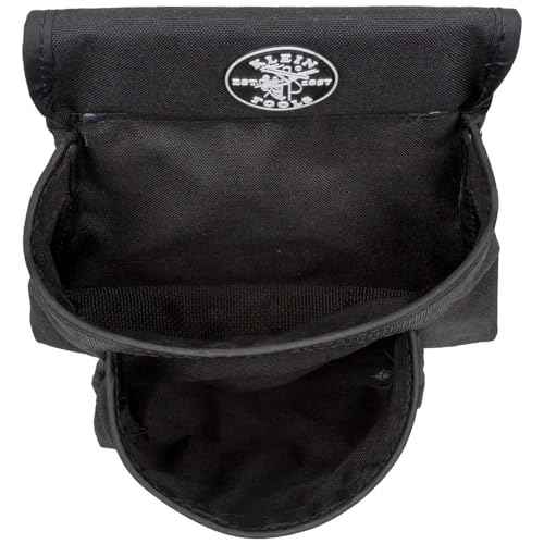 Klein Tools 5702 Tool Pouch, PowerLine Series Utility Pouch Fits Tool Belts up to 2.5-Inch, Strong Rivet Reinforced Stitching, 2-Pocket