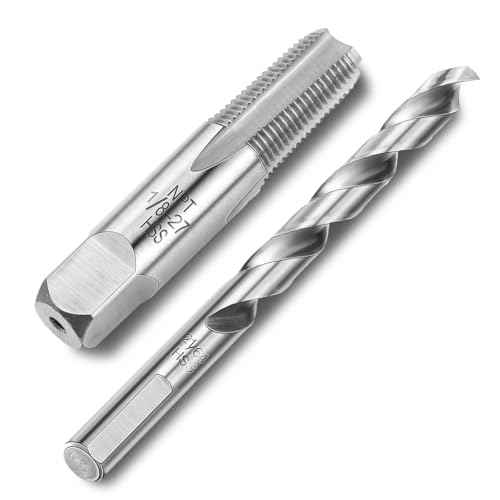 1/8-27 Npt Tap 21/64 Drill Bit, M2(6542) High Speed Steel Tap and Drill Bit Sets for Accurate Threads, Assorted Plumbers Mechanics DIY Thread Cutting Tools
