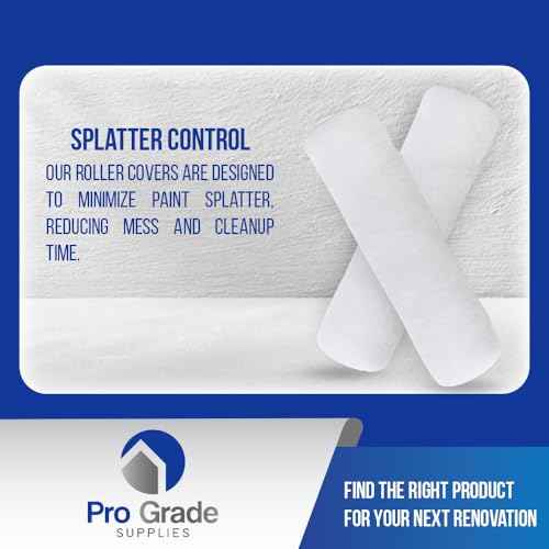 Pro Grade - Paint Roller Covers - 3/8 X 9 Inch White Nylon 5 Pack