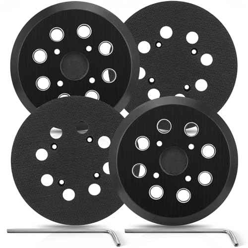 4 Pack 5" 8 Hole Replacement Sander Pad Compatible with Milwaukee 6021-21 6034-21 2648-20 2648-21 Orbital Sander Hook and Loop Replacement Part #51-36-7100 (4 Screw Holes Sander Pads)