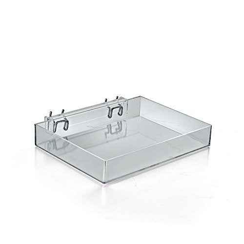 Azar Displays 225541 9.5" Wide Open Tray for Peg/Slat, 2-Pack