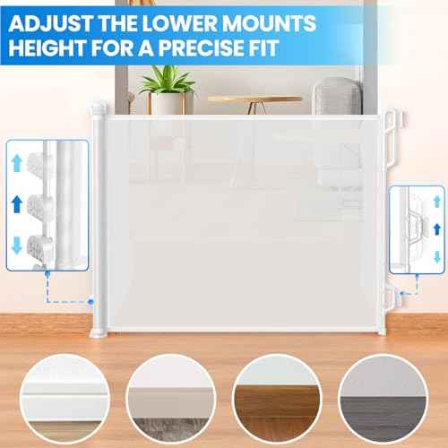 Retractable Safety Baby Gate or Mesh Dog Gate,Durable Portable Mesh Retractable Gate,Easy to Use for Stairs, Doorways, Hallways, Indoor, Outdoor, 33.5" Tall, Extends to 55" Wide,White