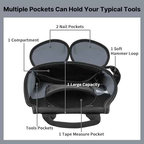 MELOTOUGH Electrician Tool Pouch with Belt,13 Pocket-Tool Bag,Carpenter Tool Pouch,Small Tool Belt Pouch Designed for Electrician,Carpenter,Construction,Black