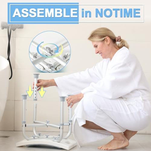 FSA Shower Chair for Inside Shower, Padded Shower Seat for Adults, Adjustable Bath Chairs for Bathtub, Shower Stool for Elderly/Senior/Handicap/Pregnant by SOUHEILO