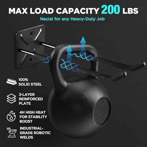 NACIAL 6 Pack Garage Storage System Hooks, Heavy Duty Wall Mount Tool Organizer, Chair Hanger Garage Storage Utility Hooks for Car Tires, Ladders, Chairs, Strollers, Power Tools, Garden Tools - 6 PACK