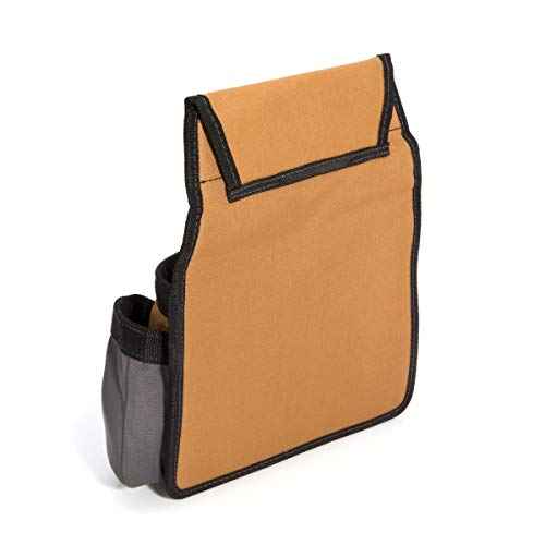 Dickies 11-Pocket Tool/Utility Storage Pouch for Tool Belt, Durable Canvas, Puncture-Resistant Backing, Screwdriver Pockets, Zippered Security Pocket, Hammer Loop, 2-inch Tunnel Loop, Grey/Tan
