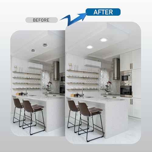 Jolux 5/6 Inch 5CCT Retrofit LED Recessed Lighting 4 Pack, Adjustable 5CCT 2700K-5000K, LED Replacement Can Lights,Dimmable,12=60W, E26 Base, Flat Trim,Easy Retrofit Downlight Installation.